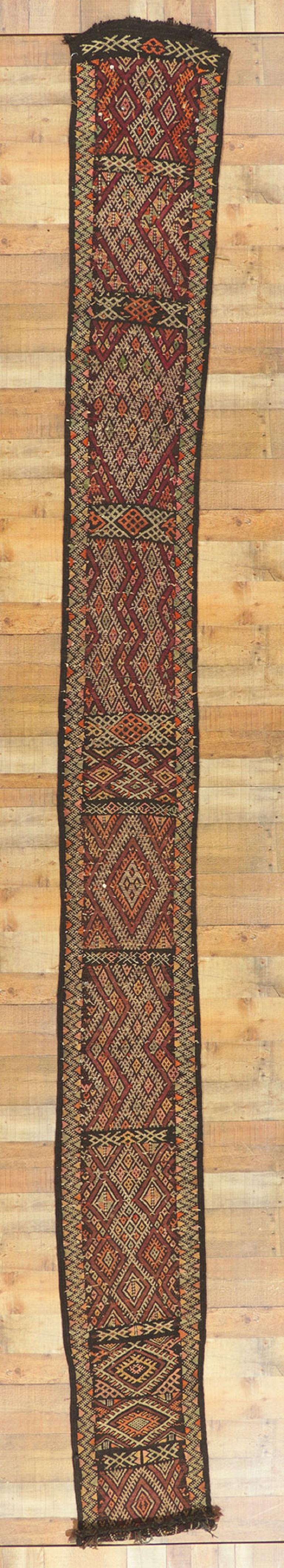 Wool Vintage Zemmour Moroccan Kilim Runner For Sale