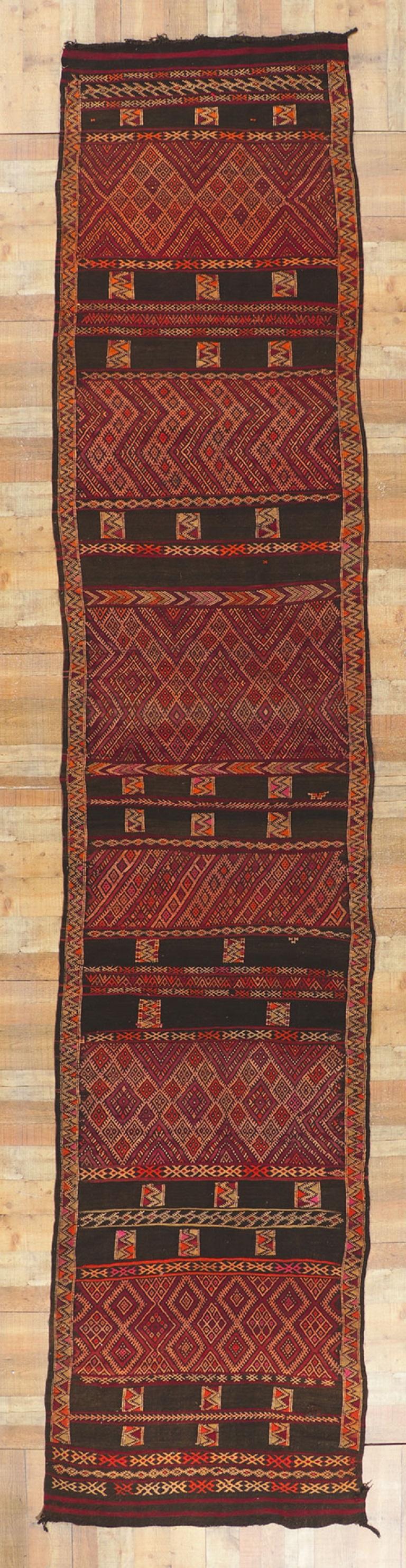 Vintage Zemmour Moroccan Kilim Runner For Sale 2