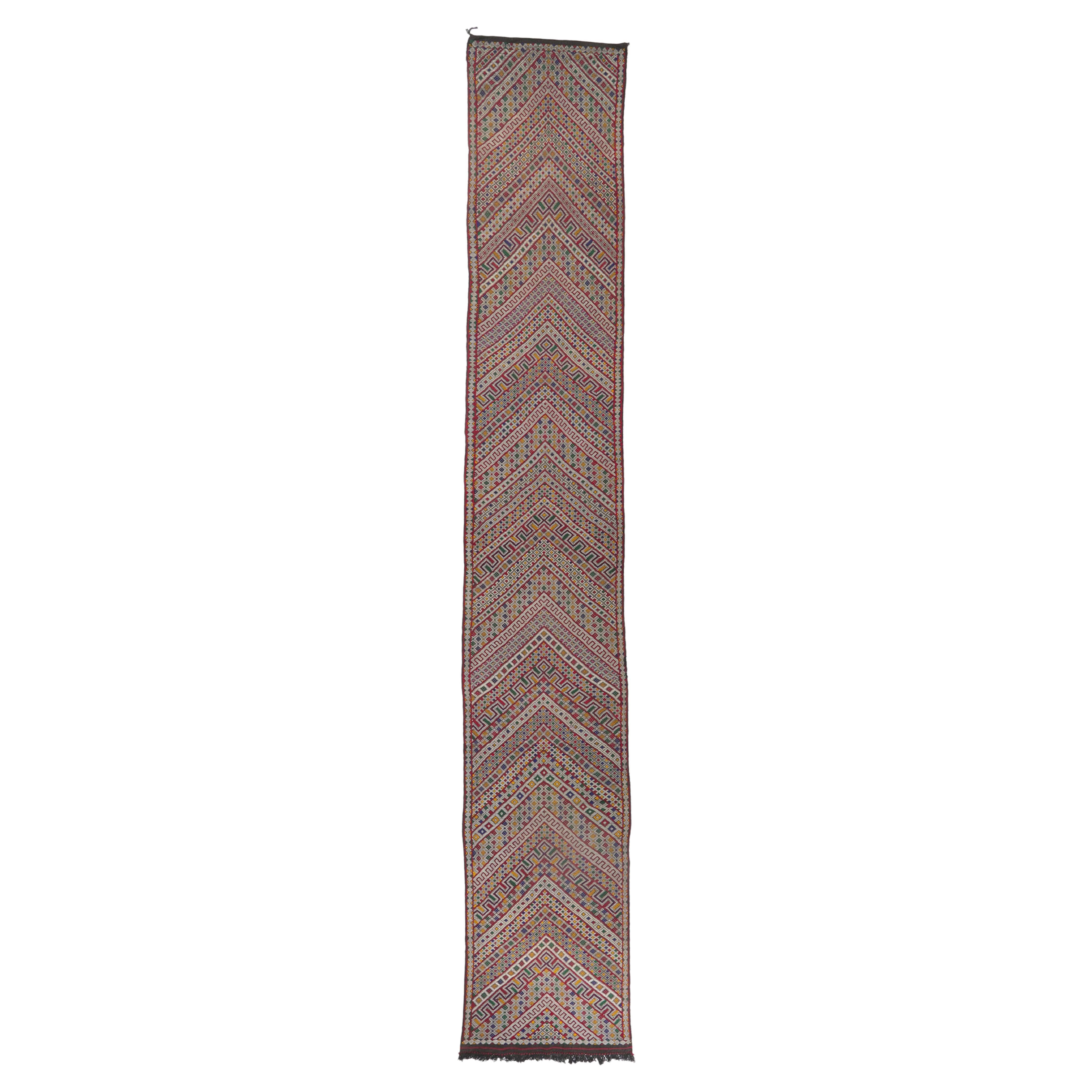 1960's Berber Moroccan Carpet with Mid-Century Modern Style, 03'05 x 22'04