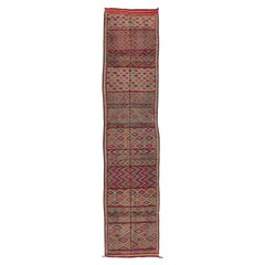 Tapis de couloir Kilim marocain Zemmour vintage