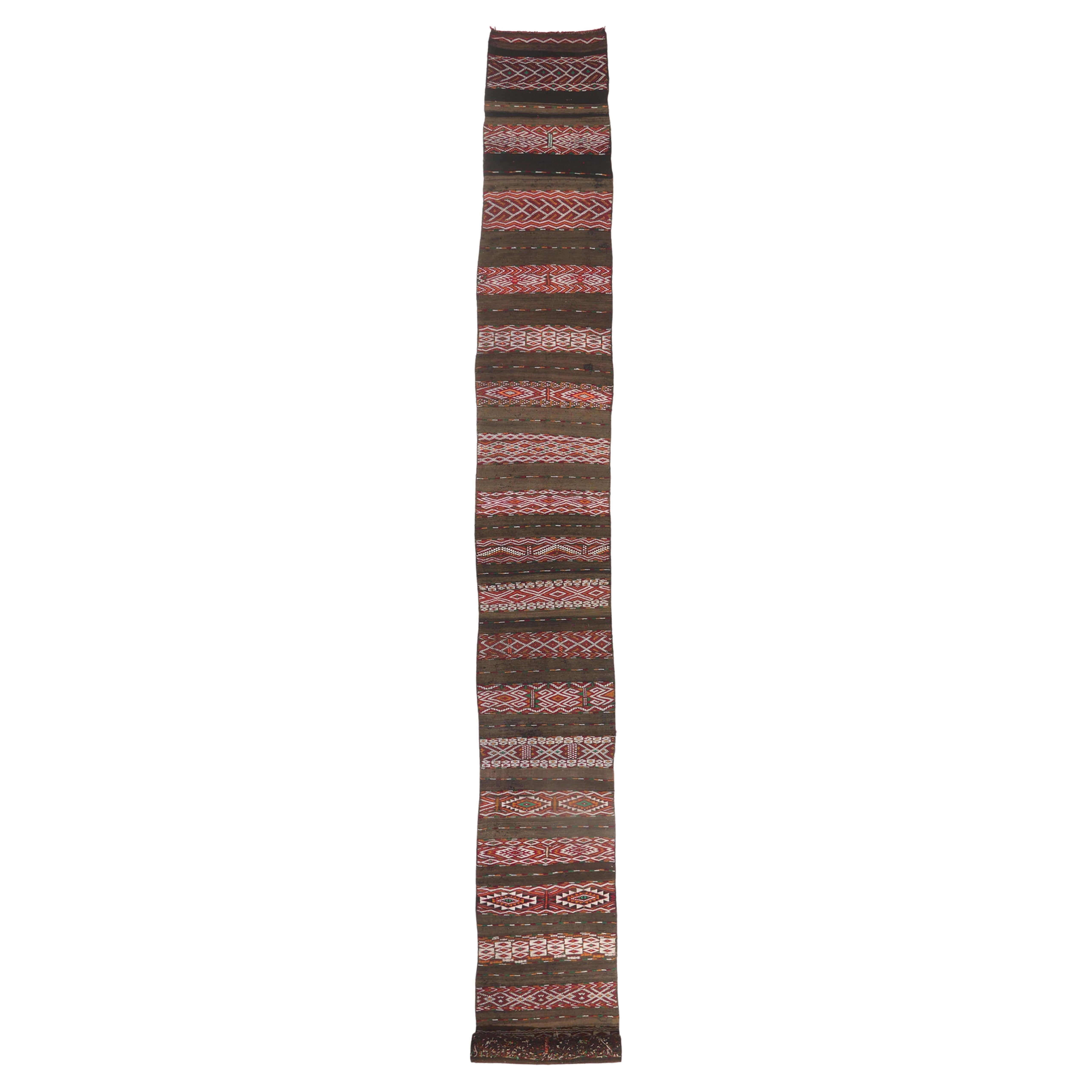 Tapis de couloir Kilim marocain Zemmour vintage en vente