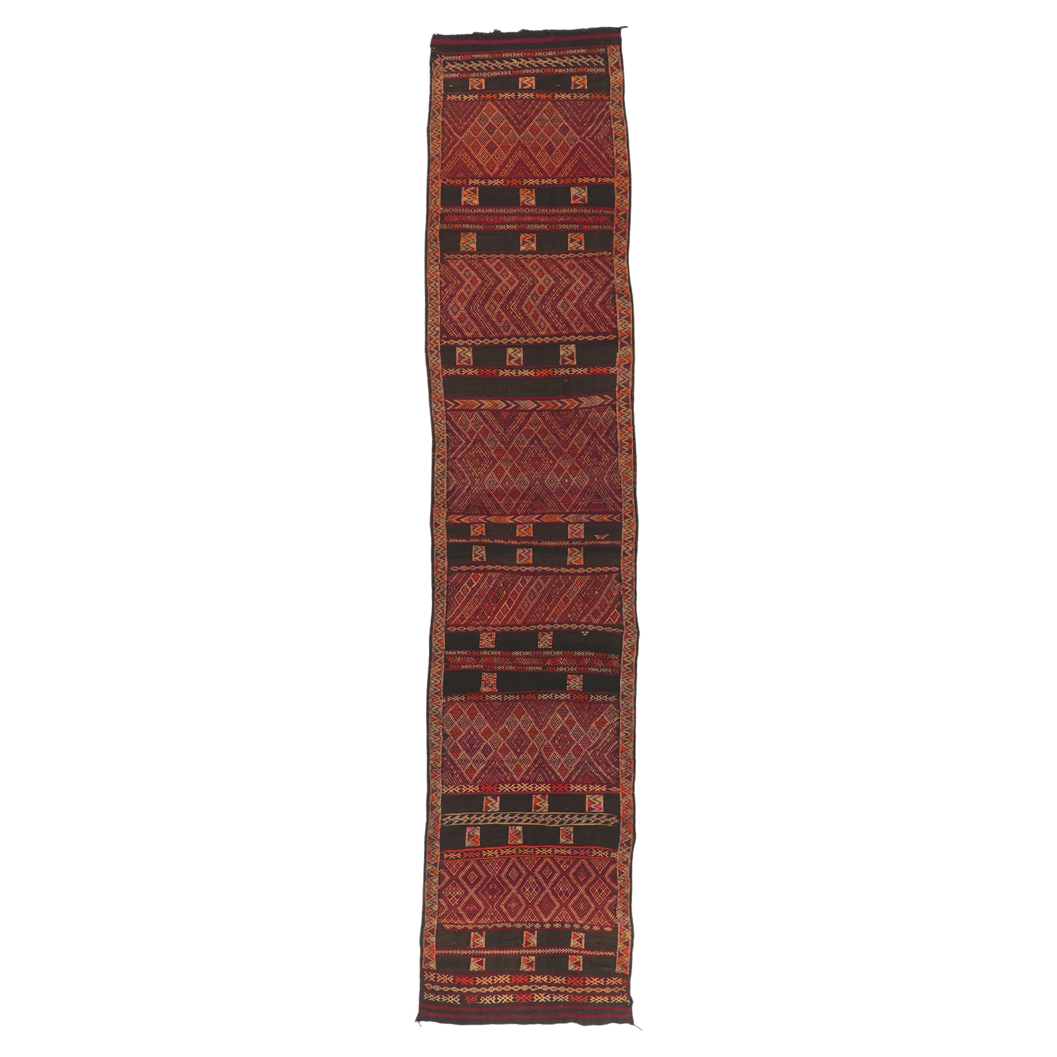 Vintage Zemmour Moroccan Kilim Runner For Sale