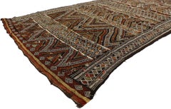Vintage Zemmour Moroccan Kilim Runner with Sequins and Tribal Boho Chic Style
