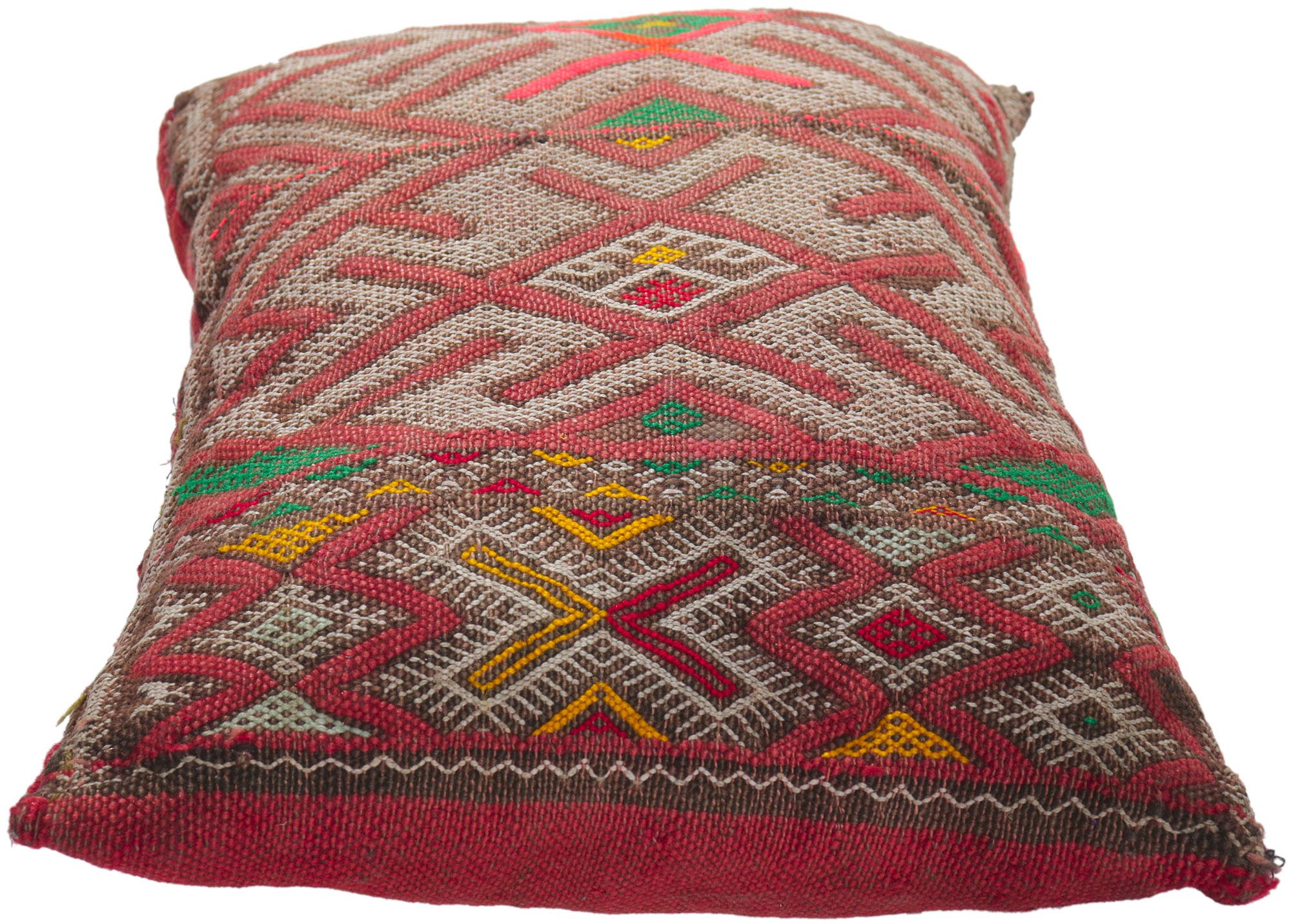 Bohemian Vintage Zemmour Moroccan Rug Pillow by Berber Tribes of Morocco For Sale