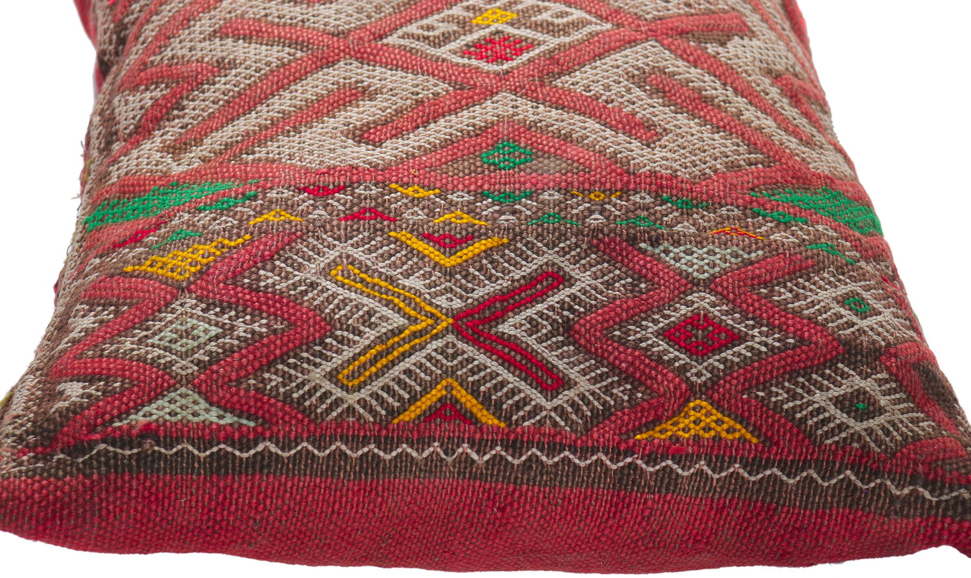 Embroidered Vintage Zemmour Moroccan Rug Pillow by Berber Tribes of Morocco For Sale