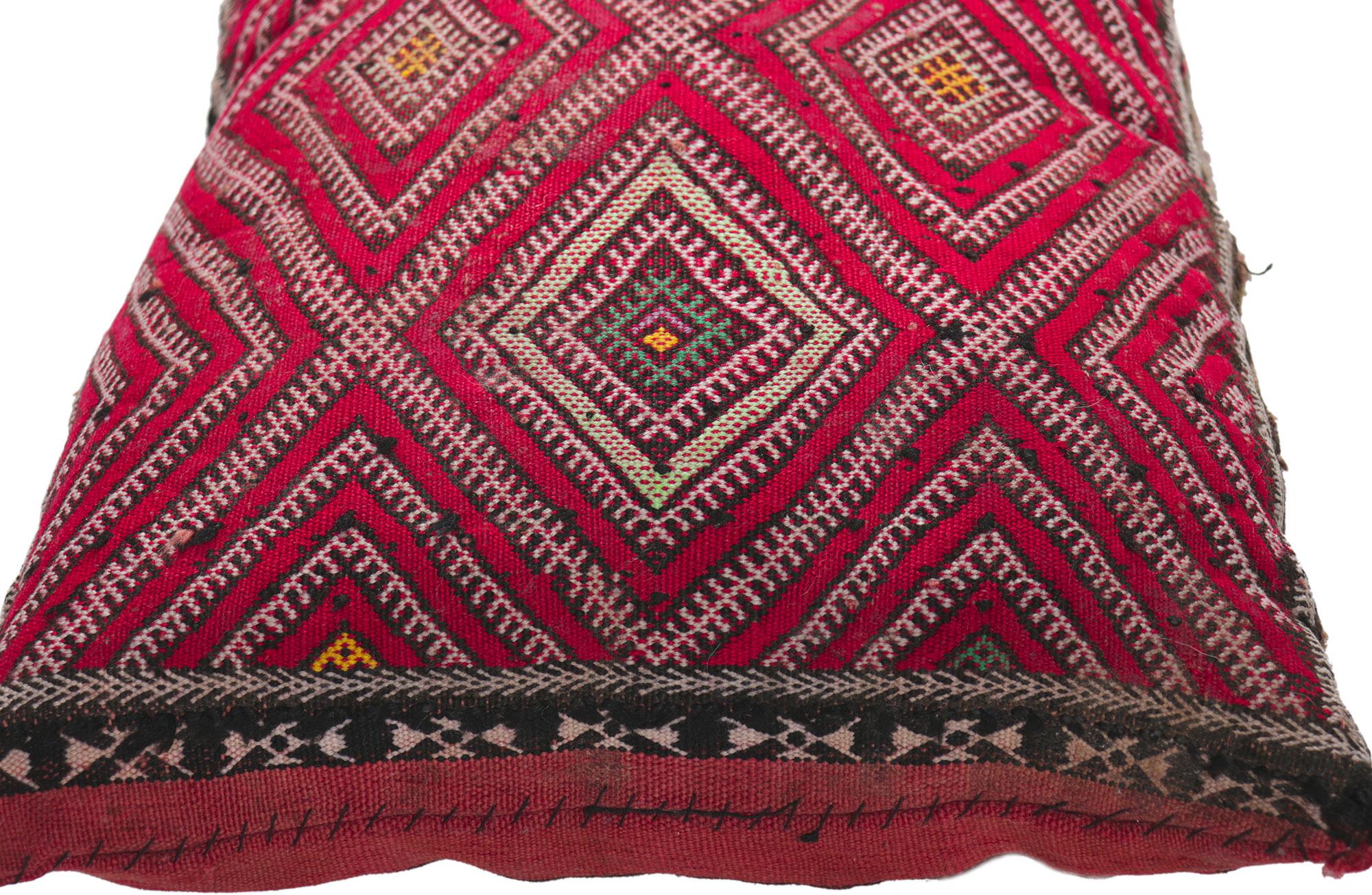 Hand-Woven Vintage Zemmour Moroccan Rug Pillow by Berber Tribes of Morocco For Sale