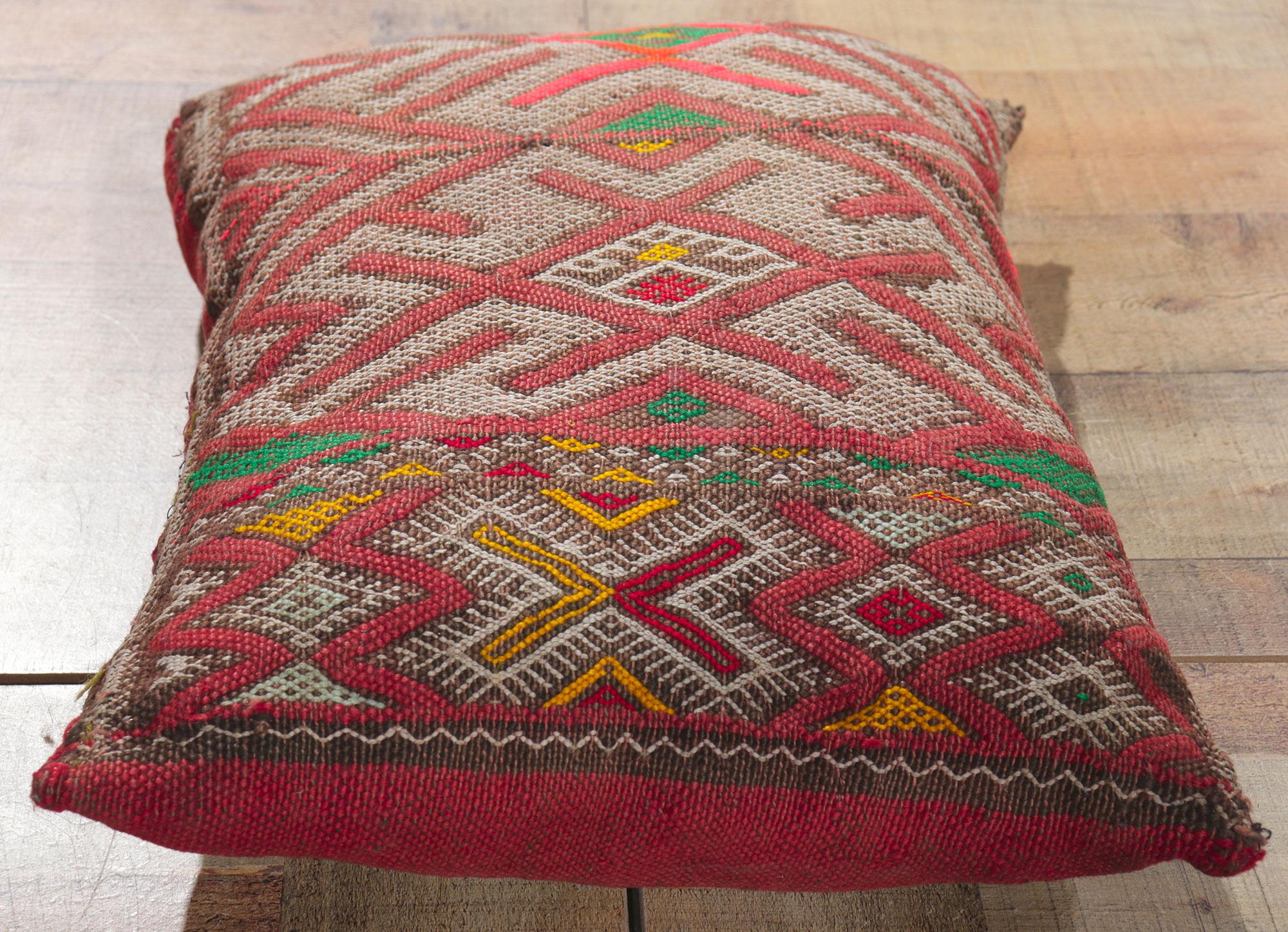 Wool Vintage Zemmour Moroccan Rug Pillow by Berber Tribes of Morocco For Sale