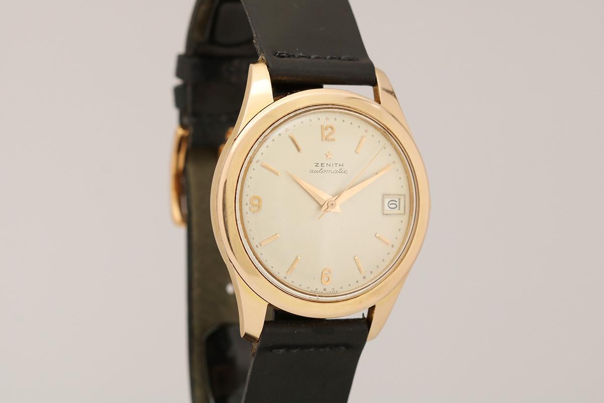 Vintage Zenith 18kt Rose Gold Wristwatch Bumper Automatic Movement ...