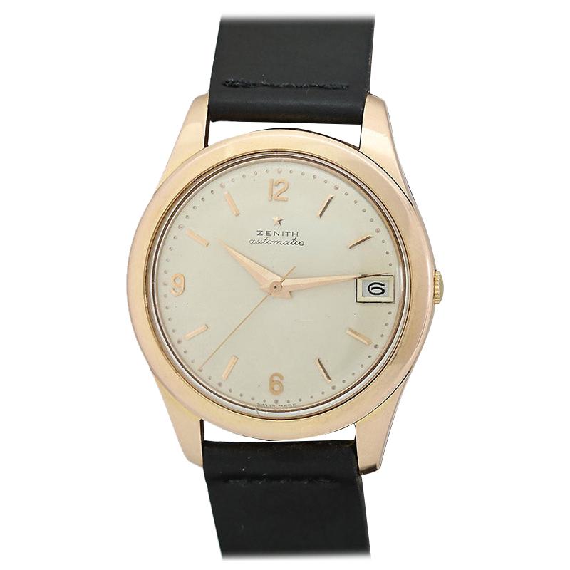 Vintage Zenith 18kt Rose Gold Wristwatch Bumper Automatic Movement, circa 1960s