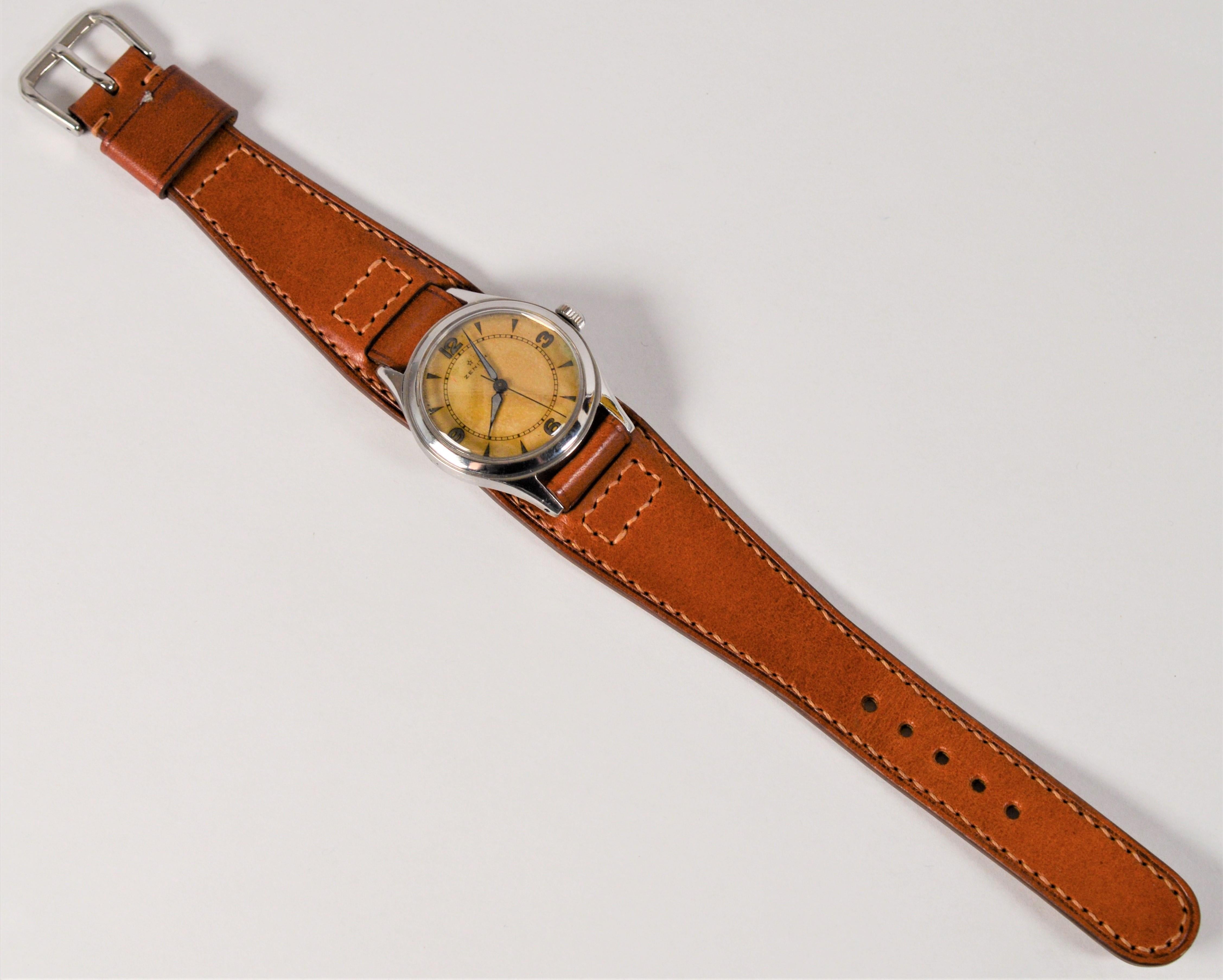 Vintage Zenith 1940's Wrist Watch In Good Condition For Sale In Mount Kisco, NY