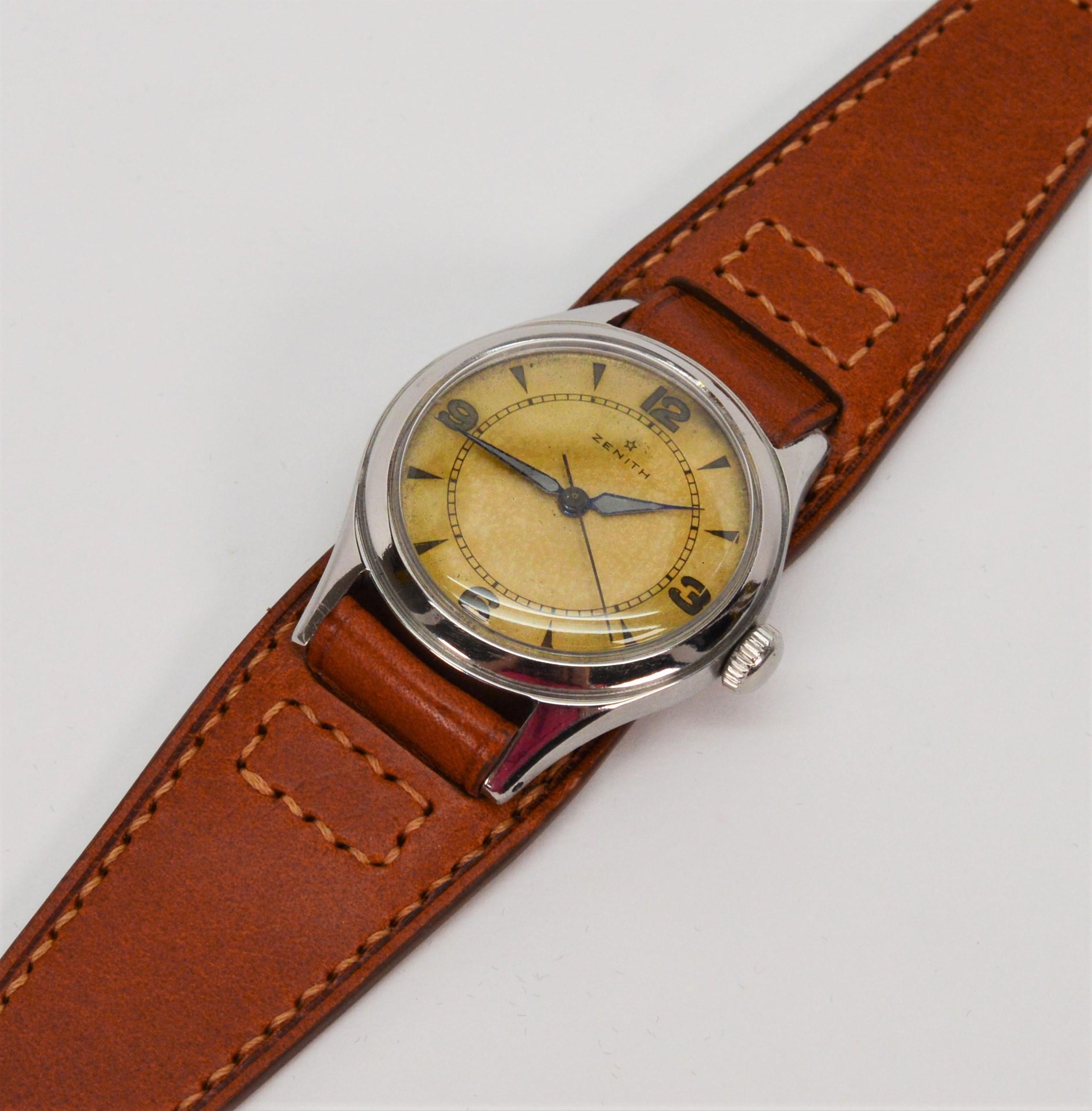 Vintage Zenith 1940er Jahre Armbanduhr im Angebot 4