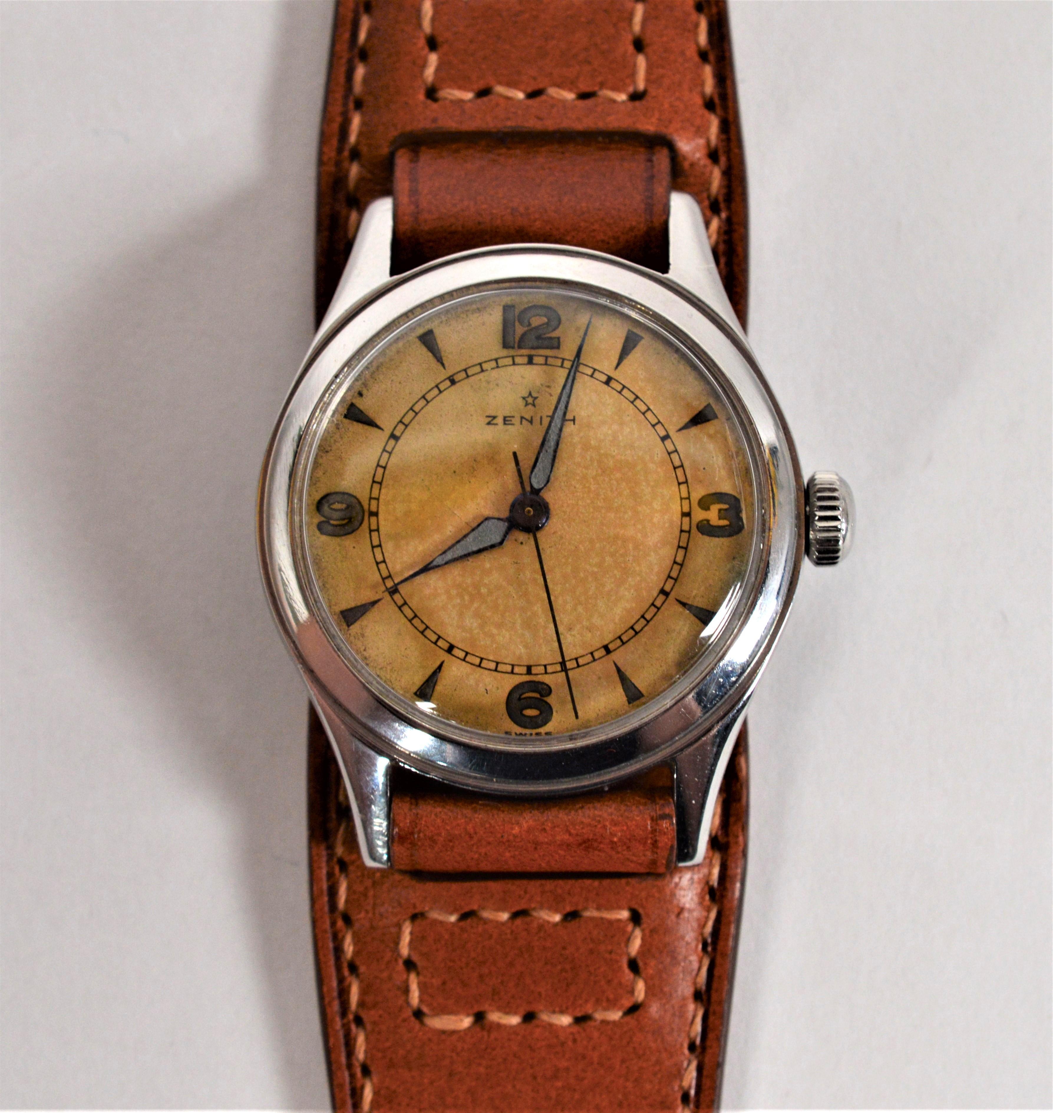 Vintage Zenith 1940er Jahre Armbanduhr im Angebot 5
