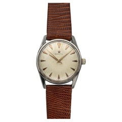 Vintage Zenith 60s Silver Dial Rose Gold Hour Marker Manual Wind 34mm Case.