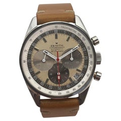 Vintage Zenith El Primero A386 Chronograph 38mm Stainless Steel Patina Dial