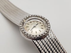 Vintage Zenith Ladies Cocktail Watch 18K White Gold Diamond Bezel