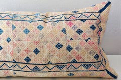 Vintage Zhuang Piecework Cushion in Pinks with Accents of Indigo, Large