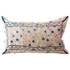 Antique Zhuang Piecework Cushion in Pinks with Accents of Indigo, Large