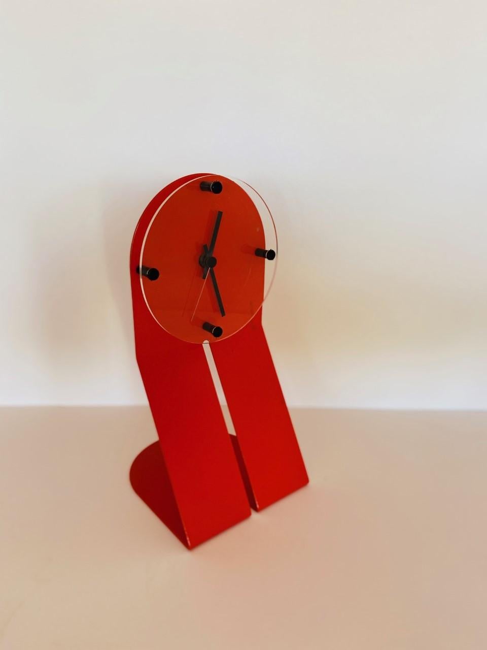 Modern Vintage Zig Metal Clock by Seccose “Clocky Clock” For Sale