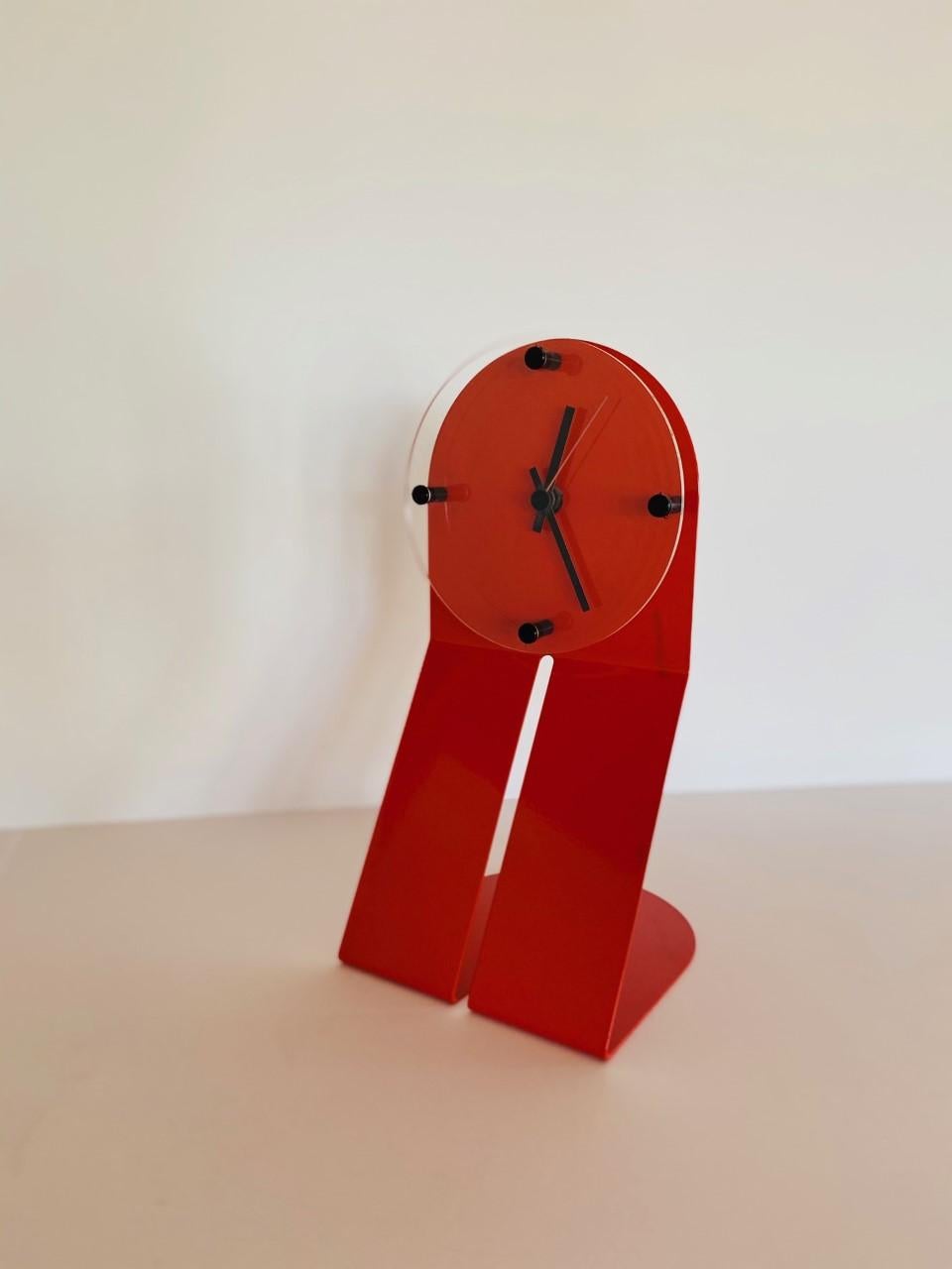 Italian Vintage Zig Metal Clock by Seccose “Clocky Clock” For Sale