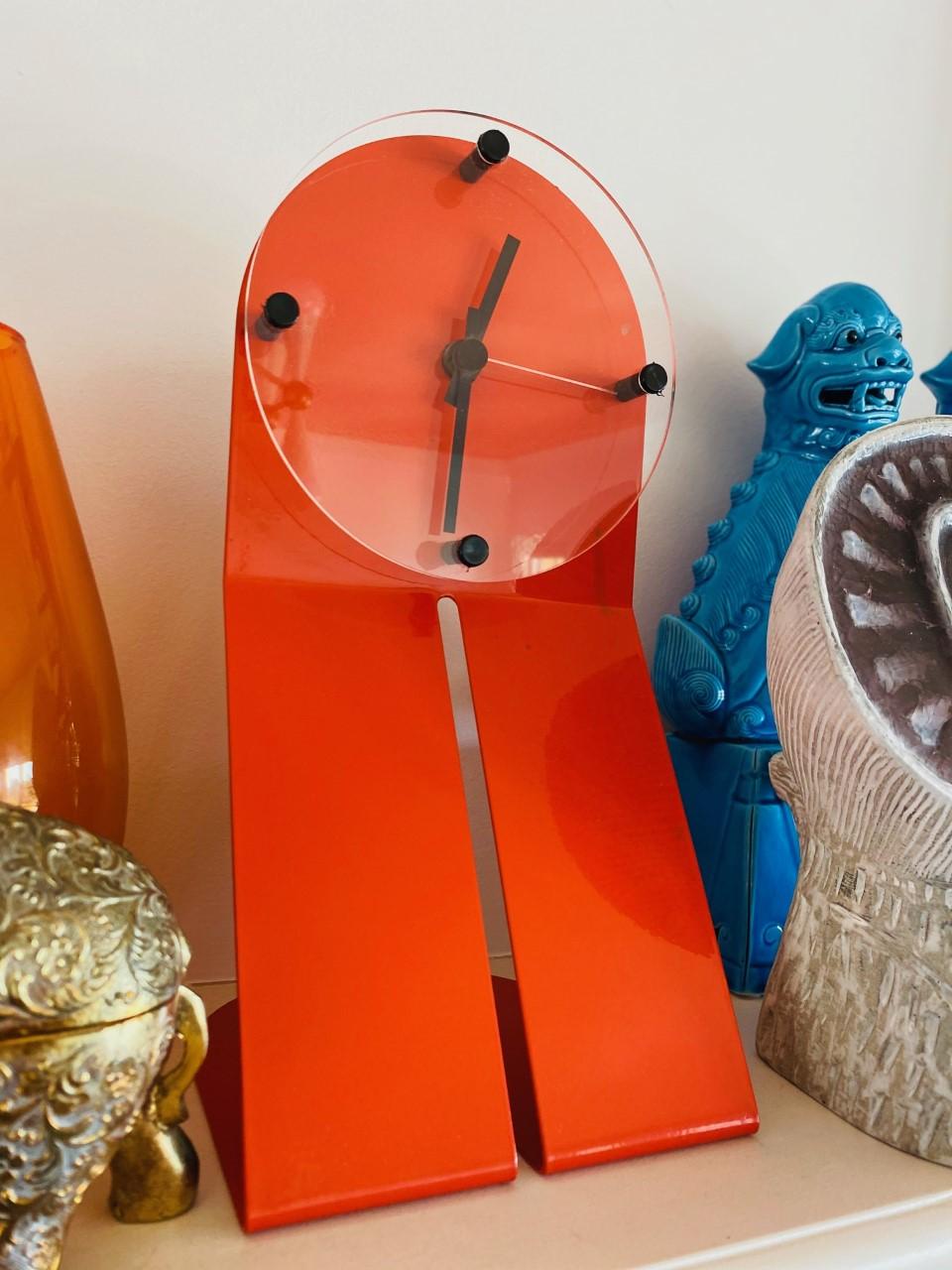 Italian Vintage Zig Metal Clock by Seccose “Clocky Clock” For Sale