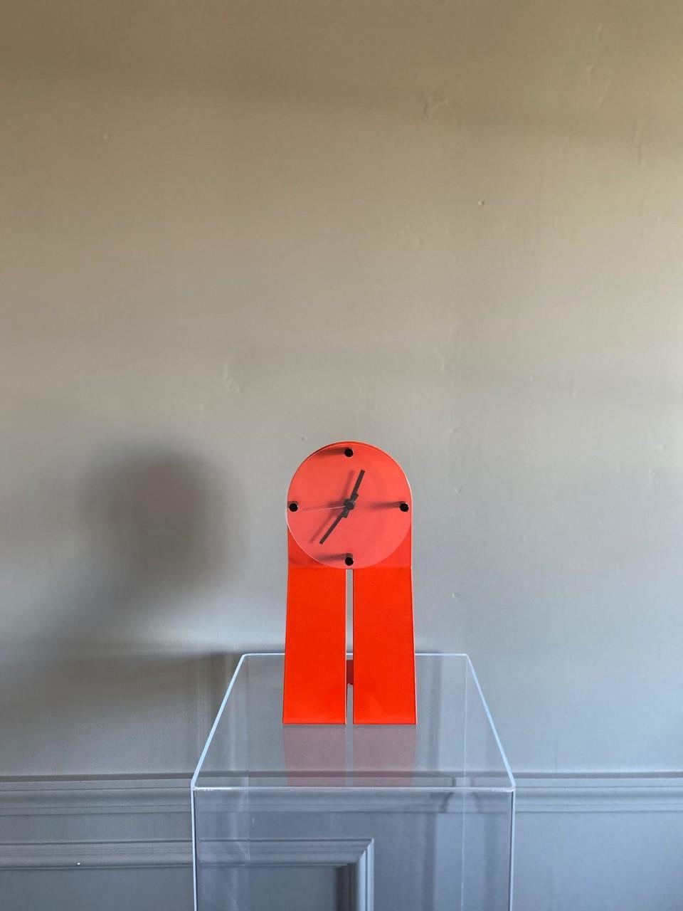 Late 20th Century Vintage Zig Metal Clock by Seccose “Clocky Clock” For Sale