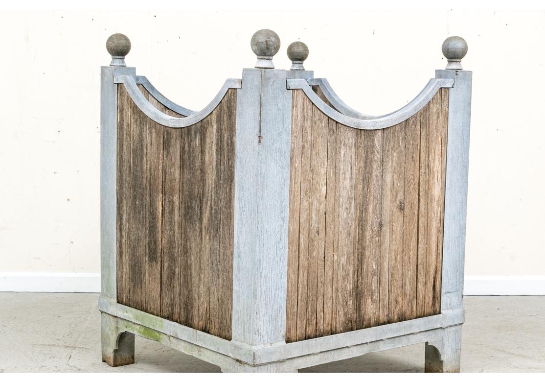 Jardinera vintage de acero cincado y teca en venta 1
