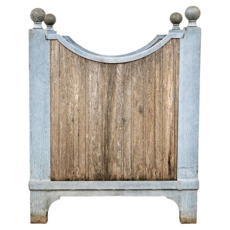 Jardinera vintage de acero cincado y teca en venta