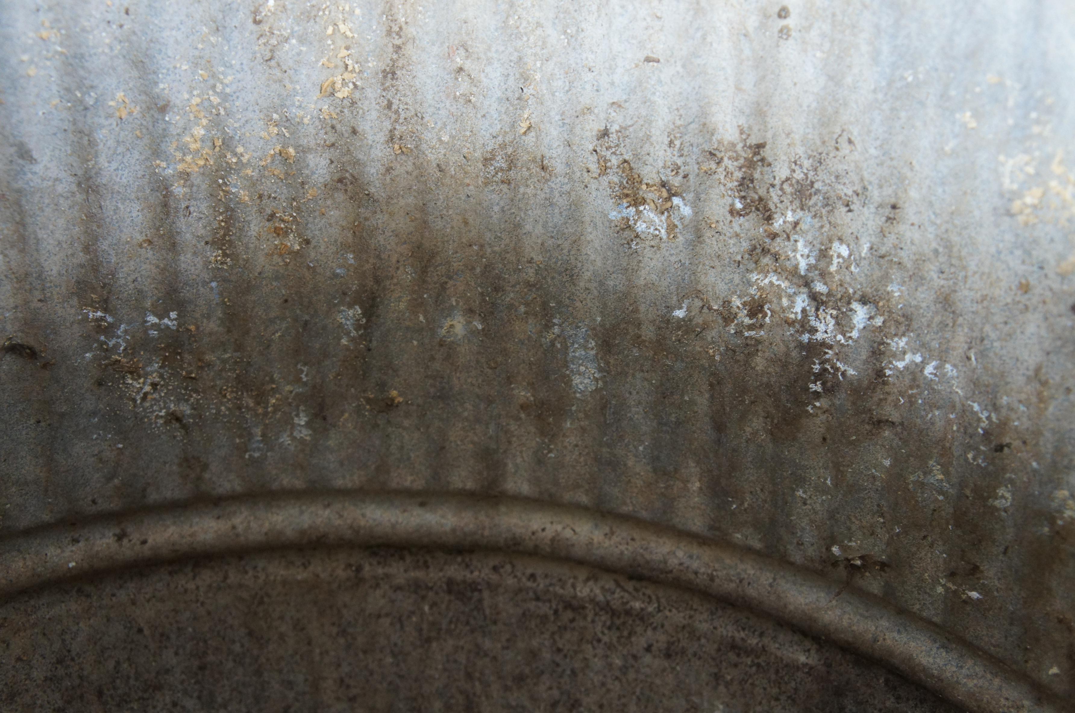 Vintage Zinc Galvanized Wash Barrel Laundry Tub Dolly Rustic Farmhouse Planter 5