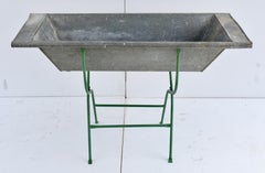 Vintage Zinc Trough on Folding Wrought Iron Stand