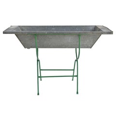 Vintage Zinc Trough on Folding Wrought Iron Stand