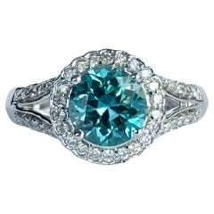 Vintage Zircon and Diamond 18 Carat White Gold Cluster Ring
