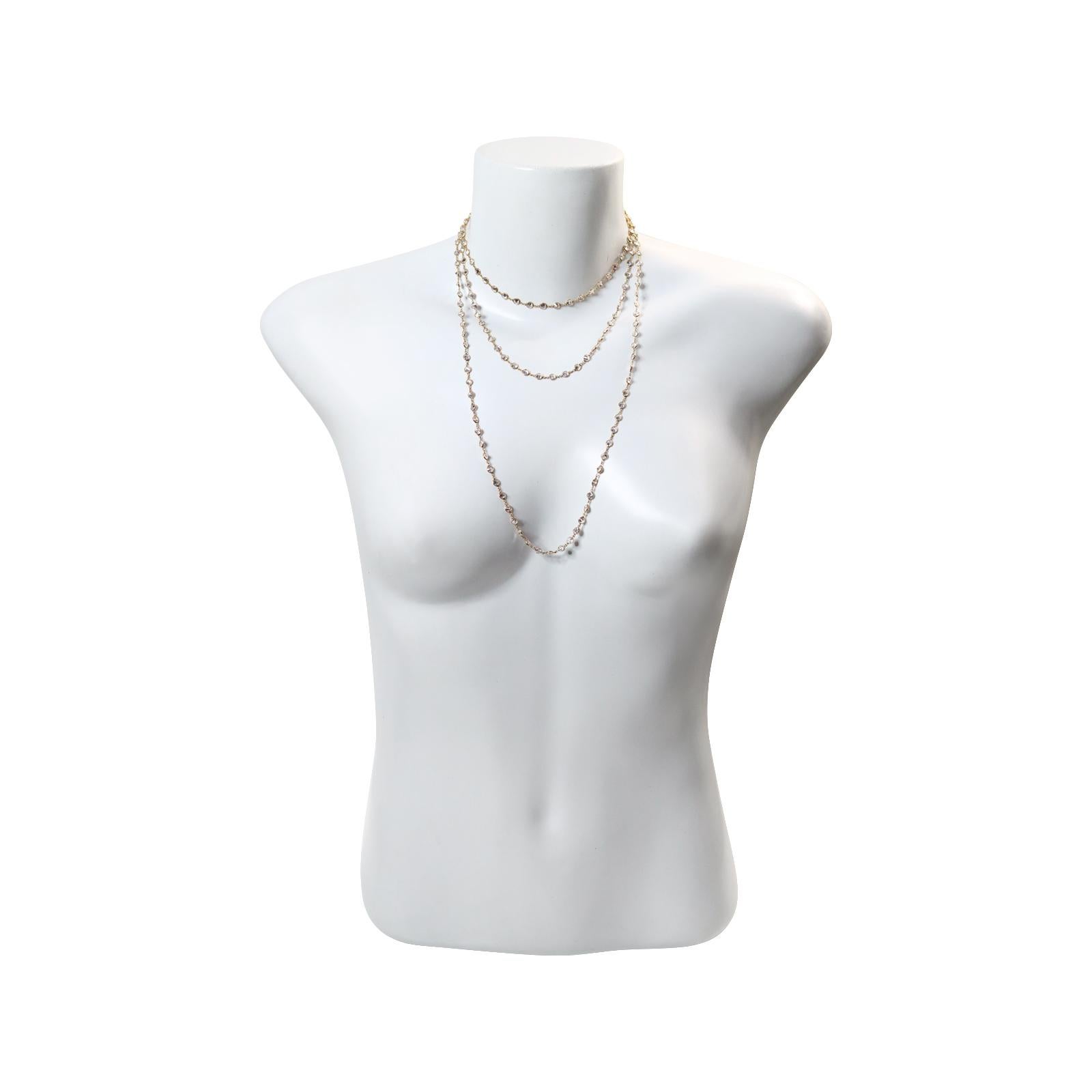 Vintage Zircon By the Yard Gold Tone Necklace Circa 2004 en vente 3