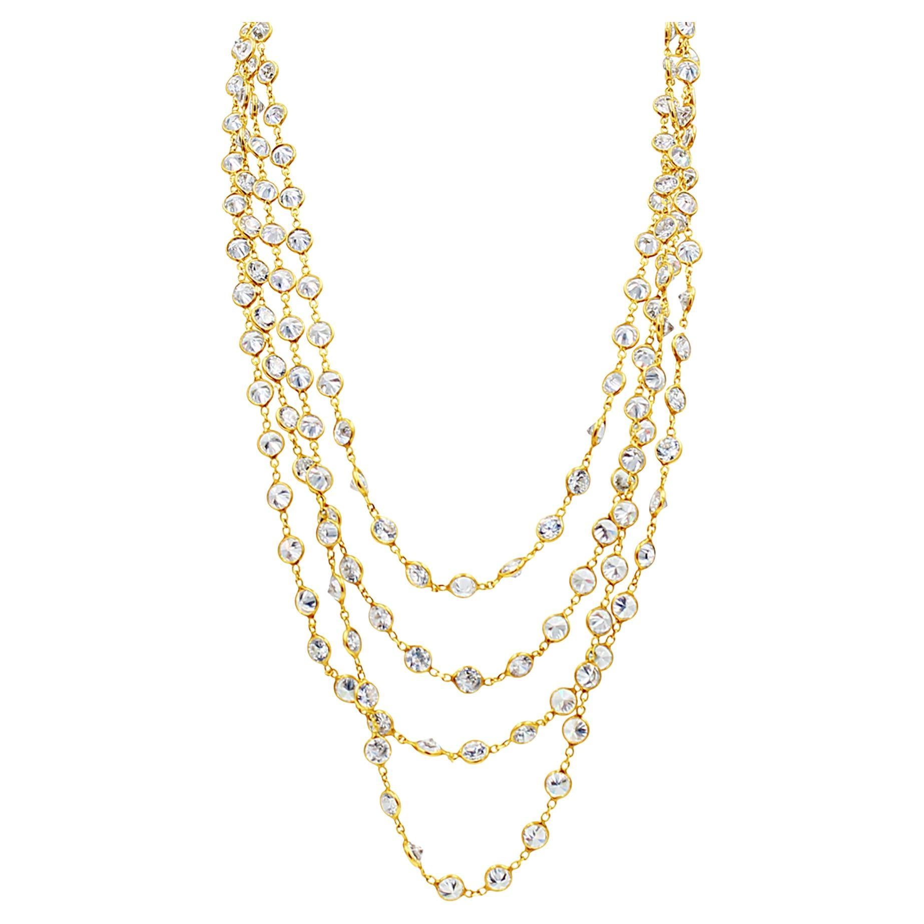 Collana vintage di zirconi in tonalità oro CIRCA 2004 in vendita