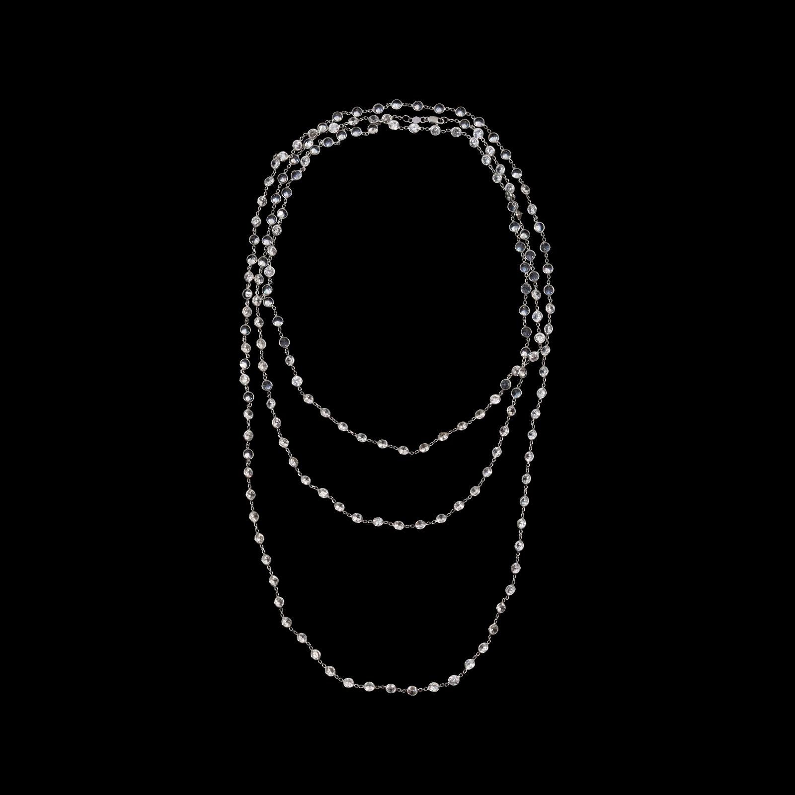 Vintage Zircon By the Yard Silver Tone Necklace Circa 2004.  This magnificent piece looks just like diamond by the yard except is zircon by the yard.  It is shiny and long and magnificent.  At 60