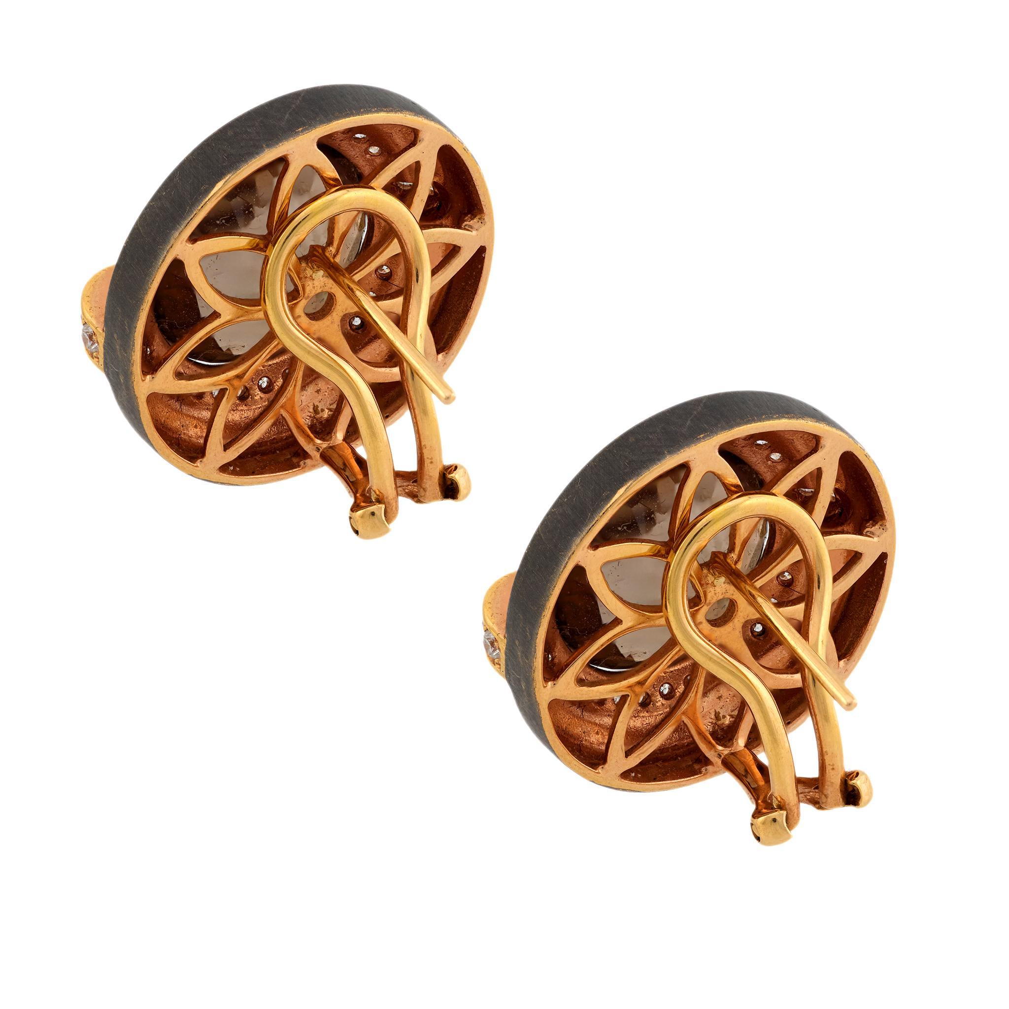 Rose Cut Vintage zircon diamond 18k rose gold earrings For Sale