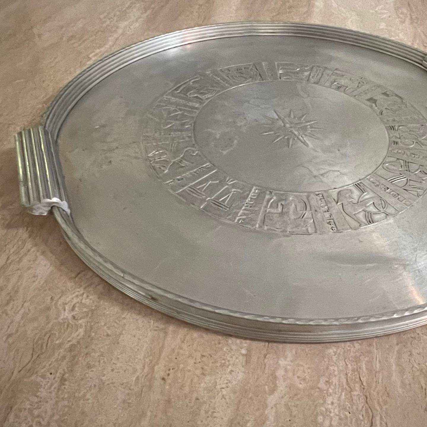 Mid-Century Modern Vintage Zodiac Astrology Metal Serving Tray by Arthur Armour, 1960s