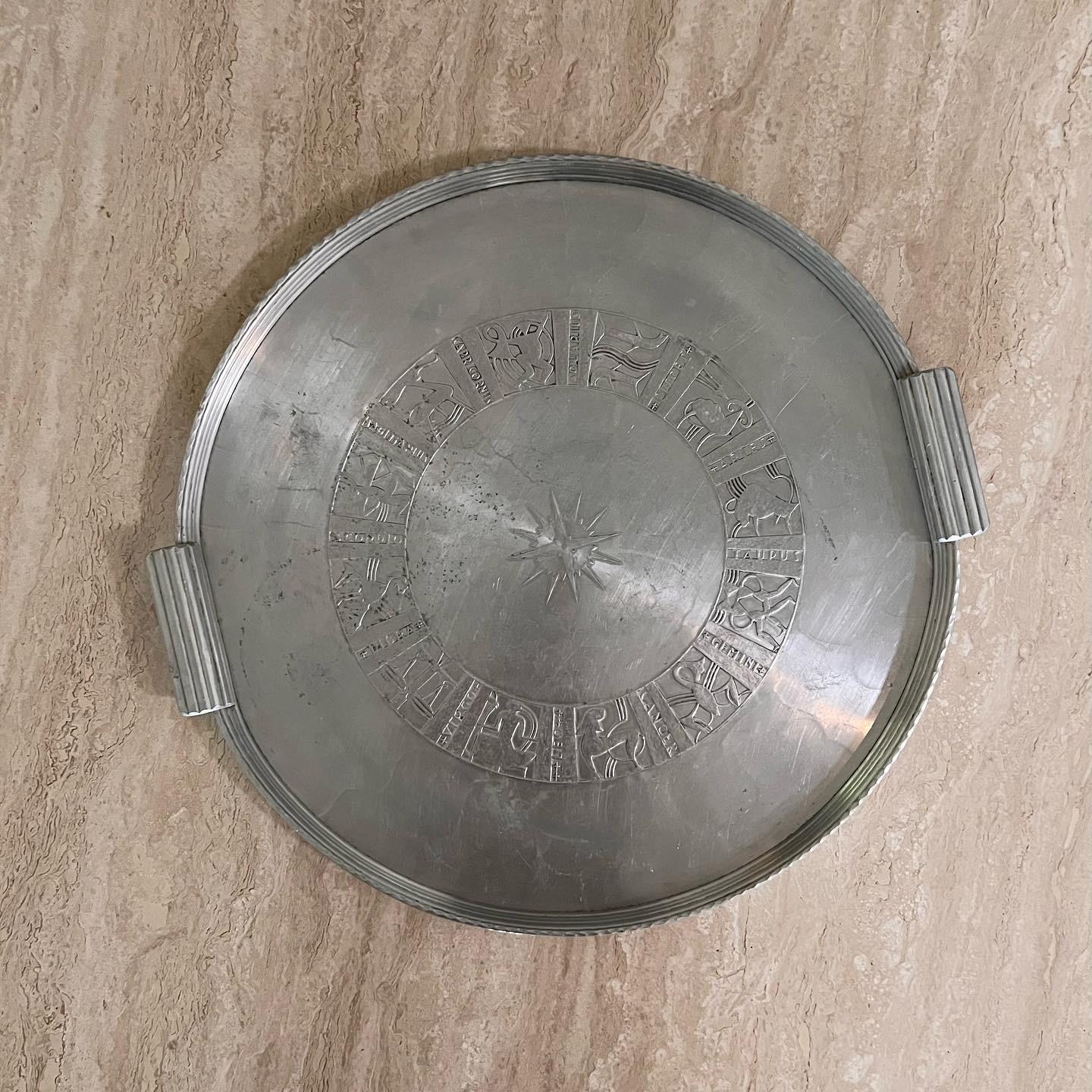 Mid-20th Century Vintage Zodiac Astrology Metal Serving Tray by Arthur Armour, 1960s
