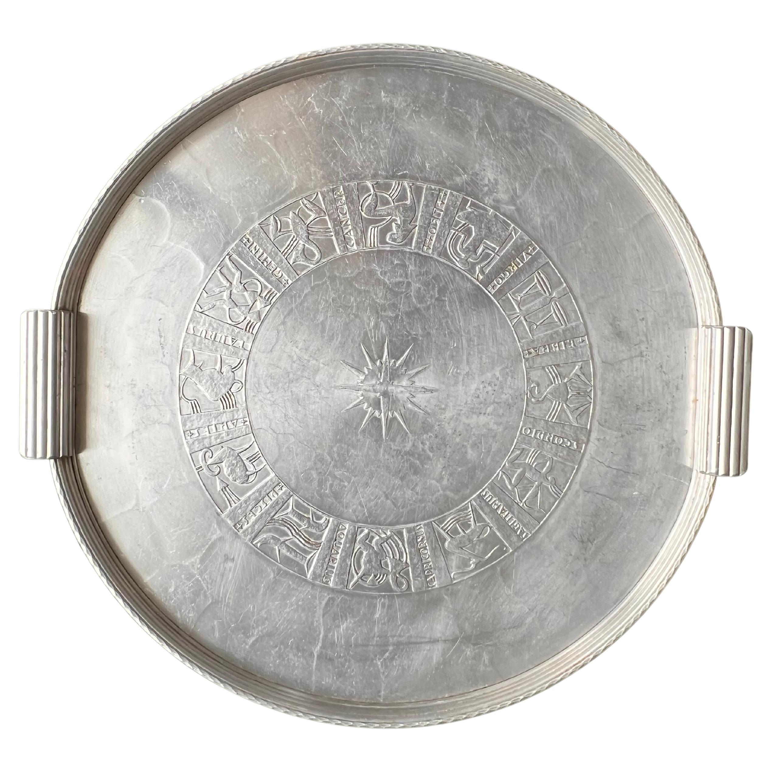 Vintage Zodiac Astrology Metal Serving Tray by Arthur Armour, 1960s