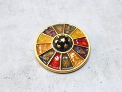 Vintage Zodiac Enamel Brooch Pendant Bob Mackie, 1980