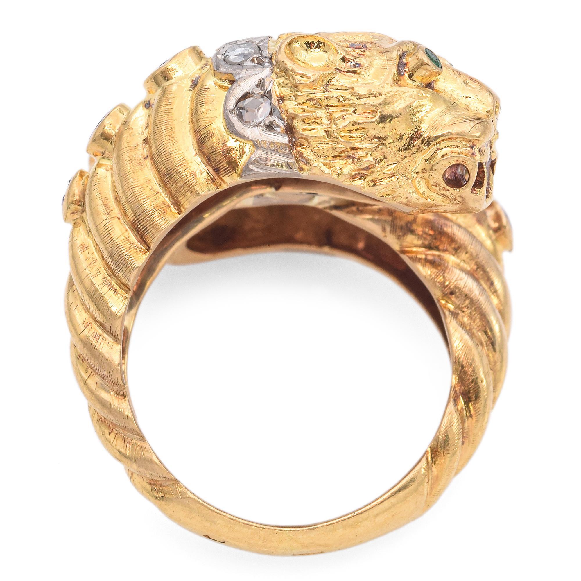 Women's Vintage Zolotas 18k Yellow Gold Double Lion Head Ring