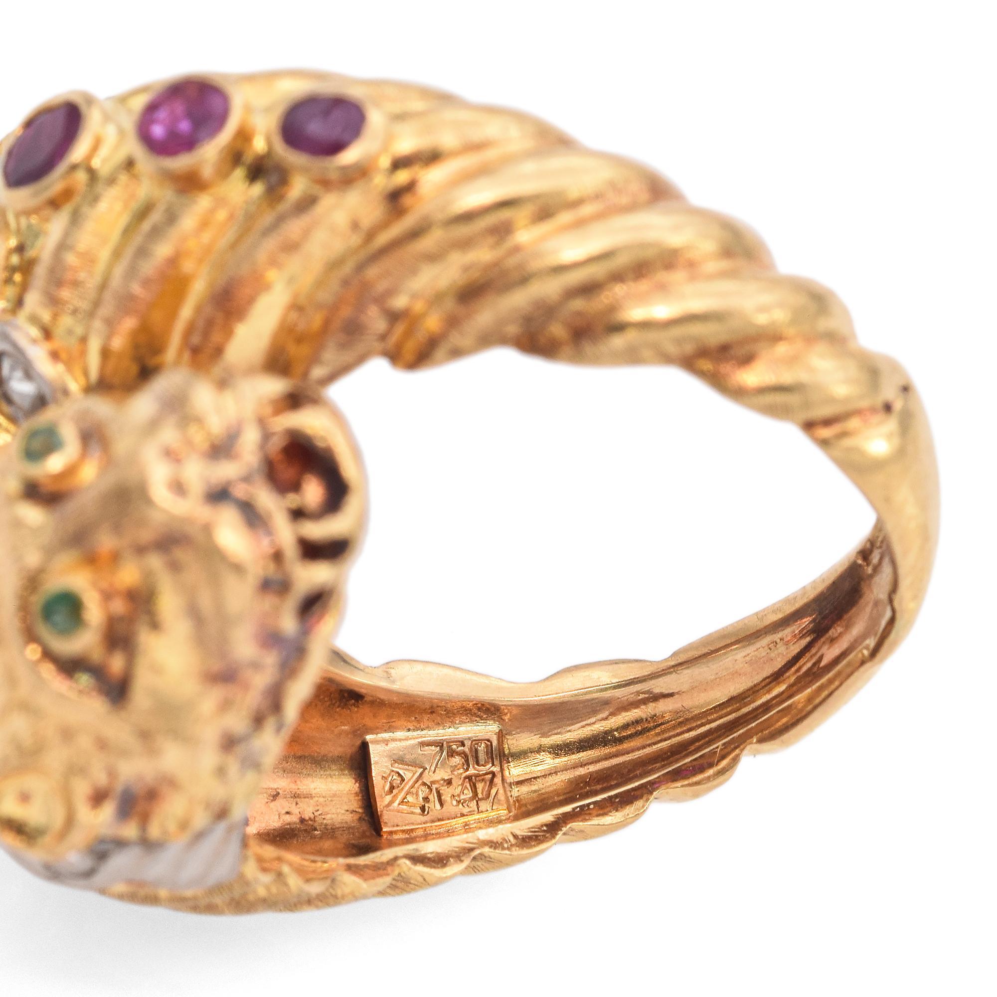 Vintage Zolotas 18k Yellow Gold Double Lion Head Ring 1