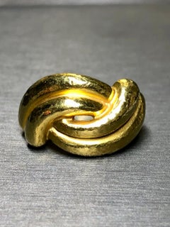 Vintage ZOLOTAS 22K Gold Hammered Finish Knot Cocktail Ring Sz 7.75