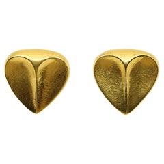 Vintage Zolotas 22K Gold Textured Heart Earrings