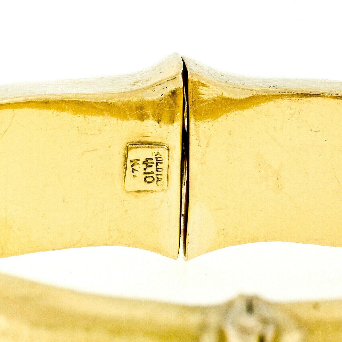 Vintage ZOLOTAS 22 Karat Yellow Gold Heavy Hammered Hinged Bangle Bracelet 88g 2