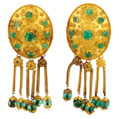 Vintage Zolotas emerald 18k yellow gold earrings