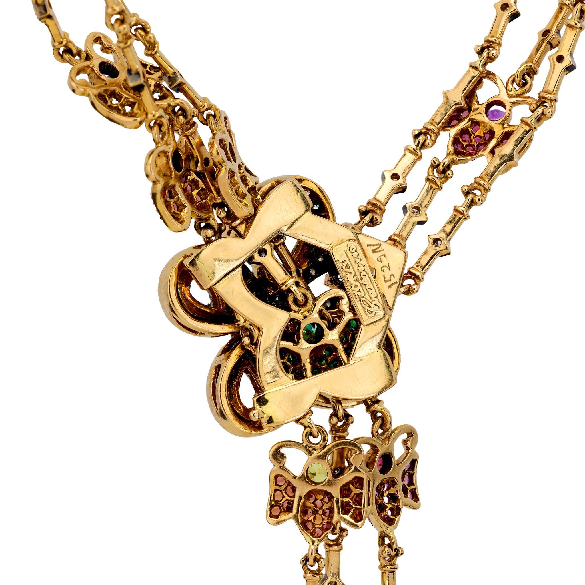 Halskette aus 18 Karat Gelbgold mit farbigem Stein und Diamanten von Zorab Creation (Moderne) im Angebot