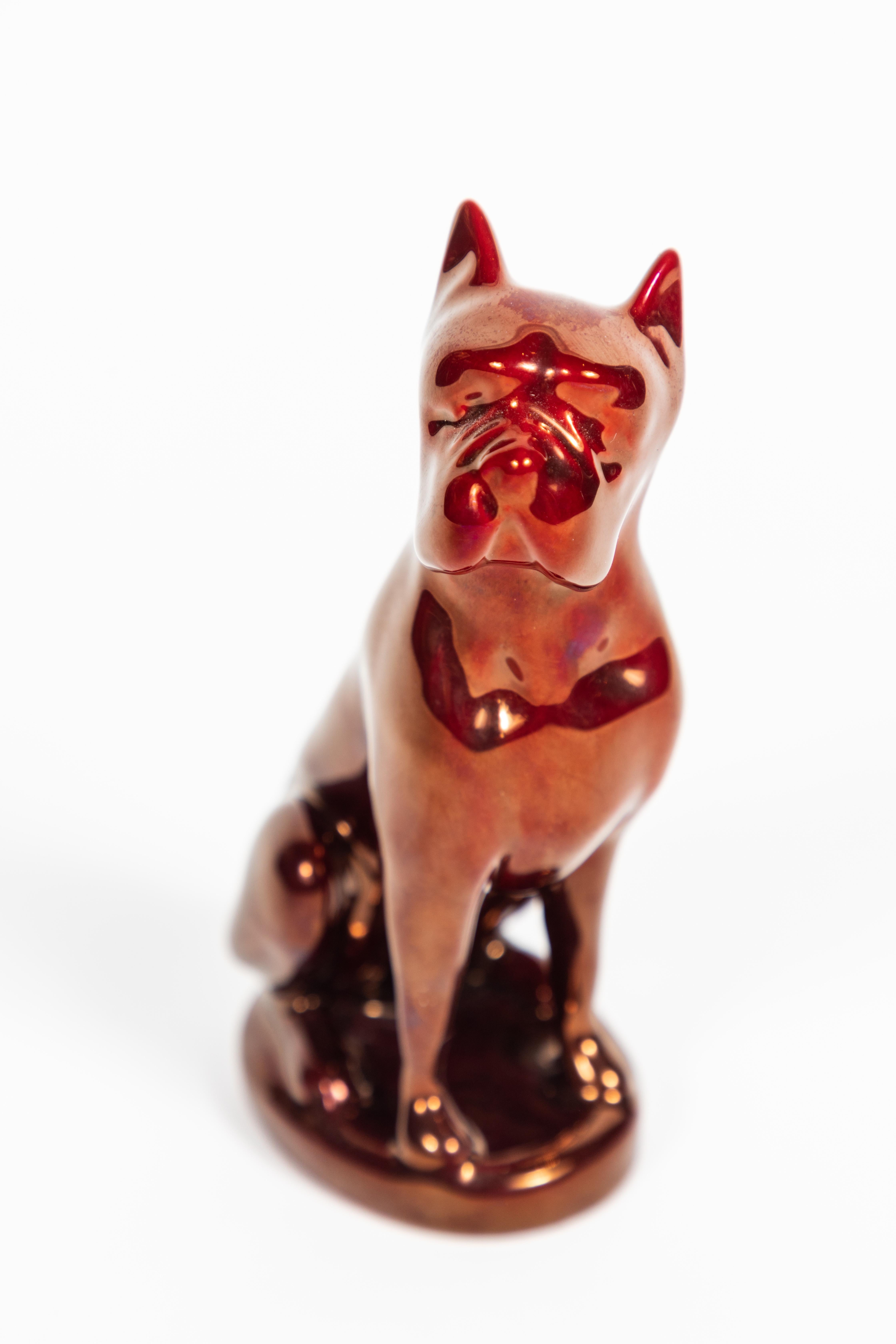 20th Century Vintage Zsolnay Porcelain Dog with Iridescent Red Glaze, Hungary