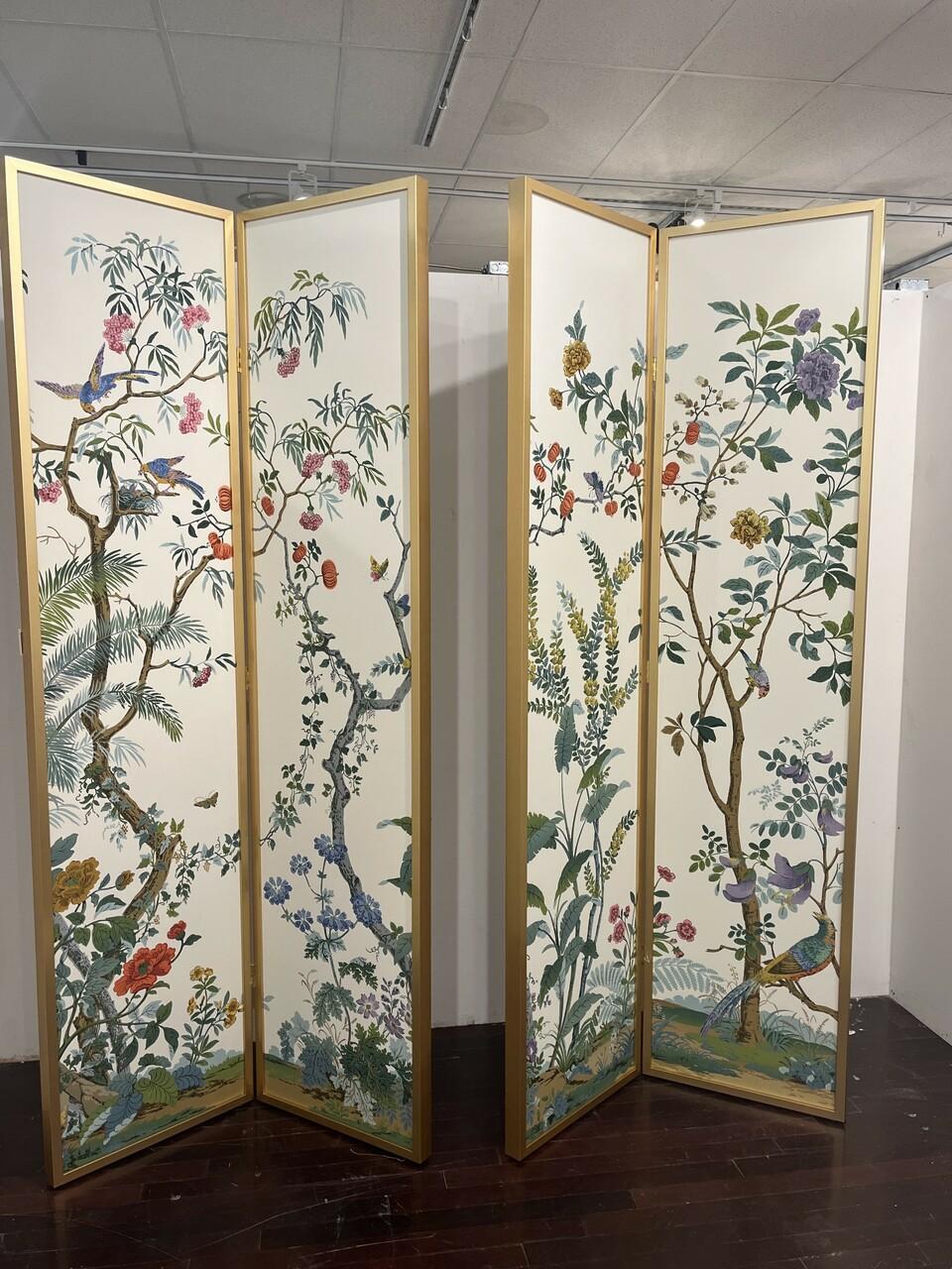 Paravento a 4 pannelli Zuber Decor Chinoiserie d'epoca in vendita 3
