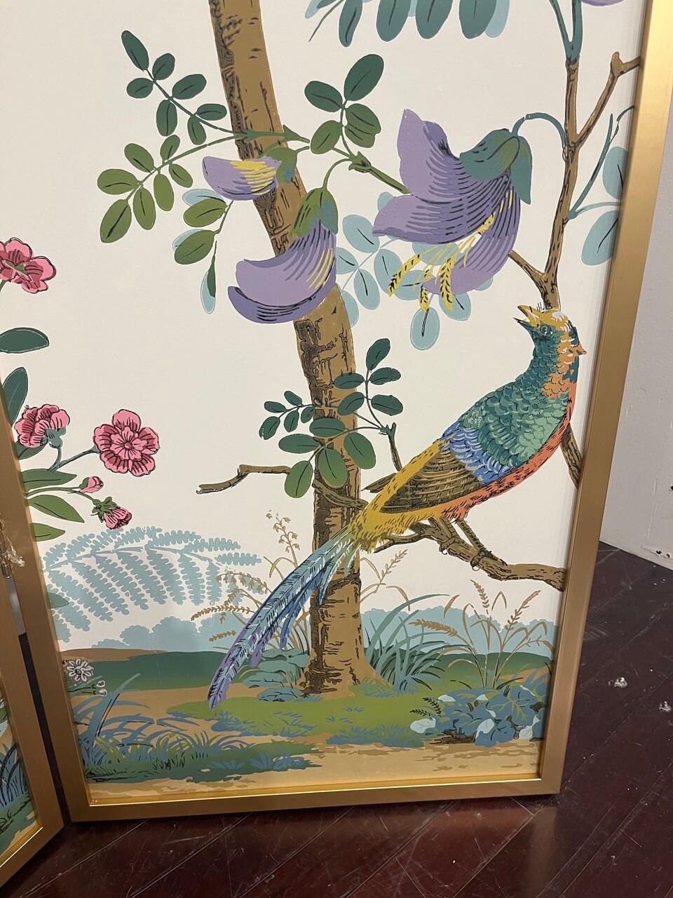 XX secolo Paravento a 4 pannelli Zuber Decor Chinoiserie d'epoca in vendita
