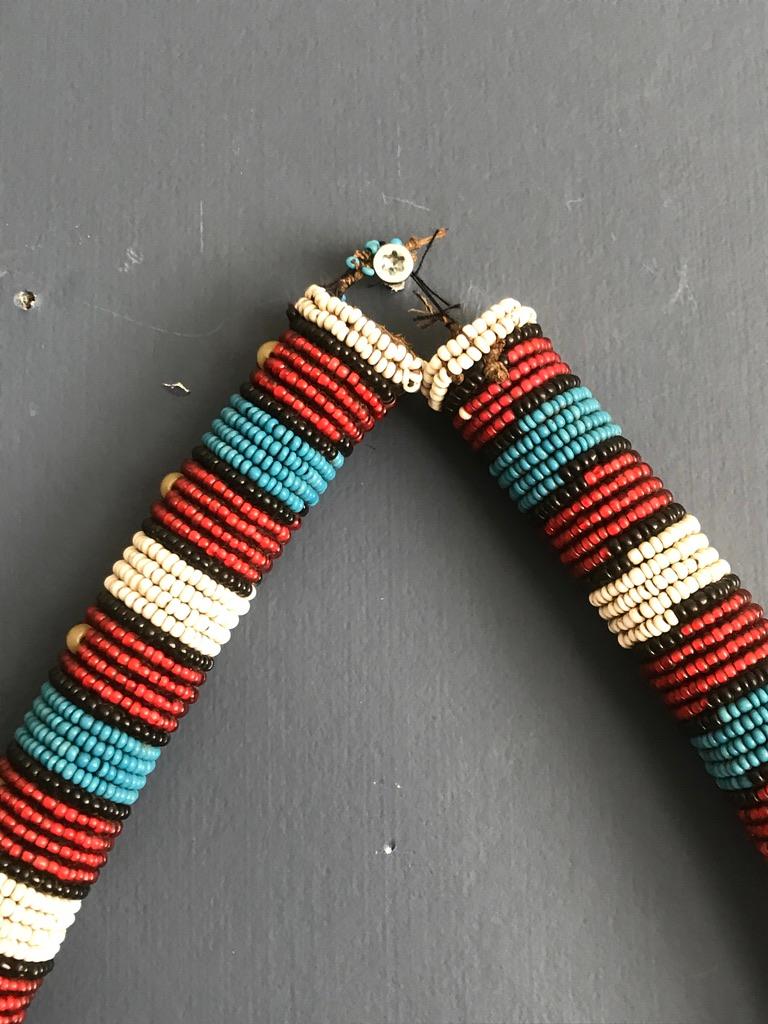 Vintage Zulu Beaded Collar Necklace, South Africa, Early 20th Century In Good Condition In Copenhagen K, DK
